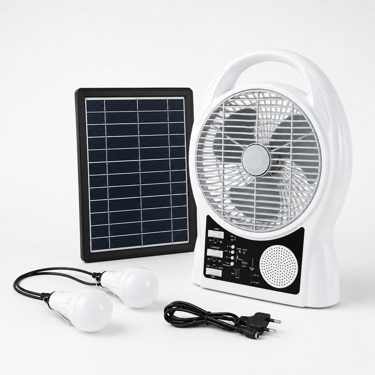 Портативний вентилятор Solar Yasam з Bluetooth, MP3, FM-радіо та LED підсвічуванням — фото 3