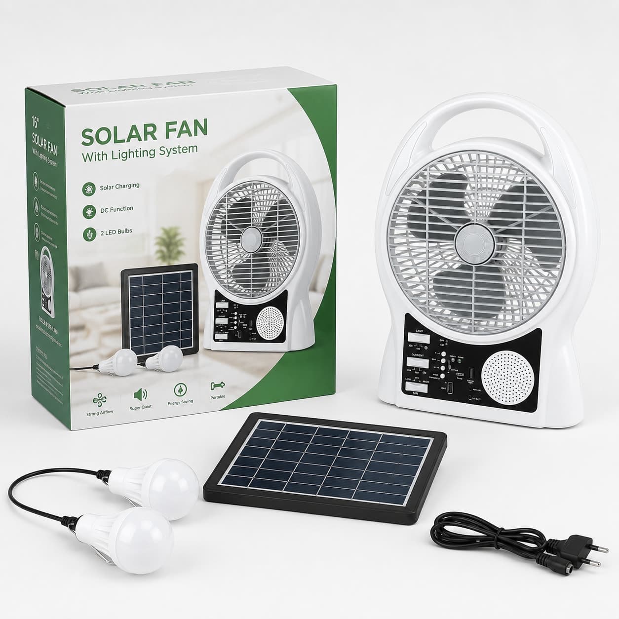 Портативний вентилятор Solar Yasam з Bluetooth, MP3, FM-радіо та LED підсвічуванням — фото 6