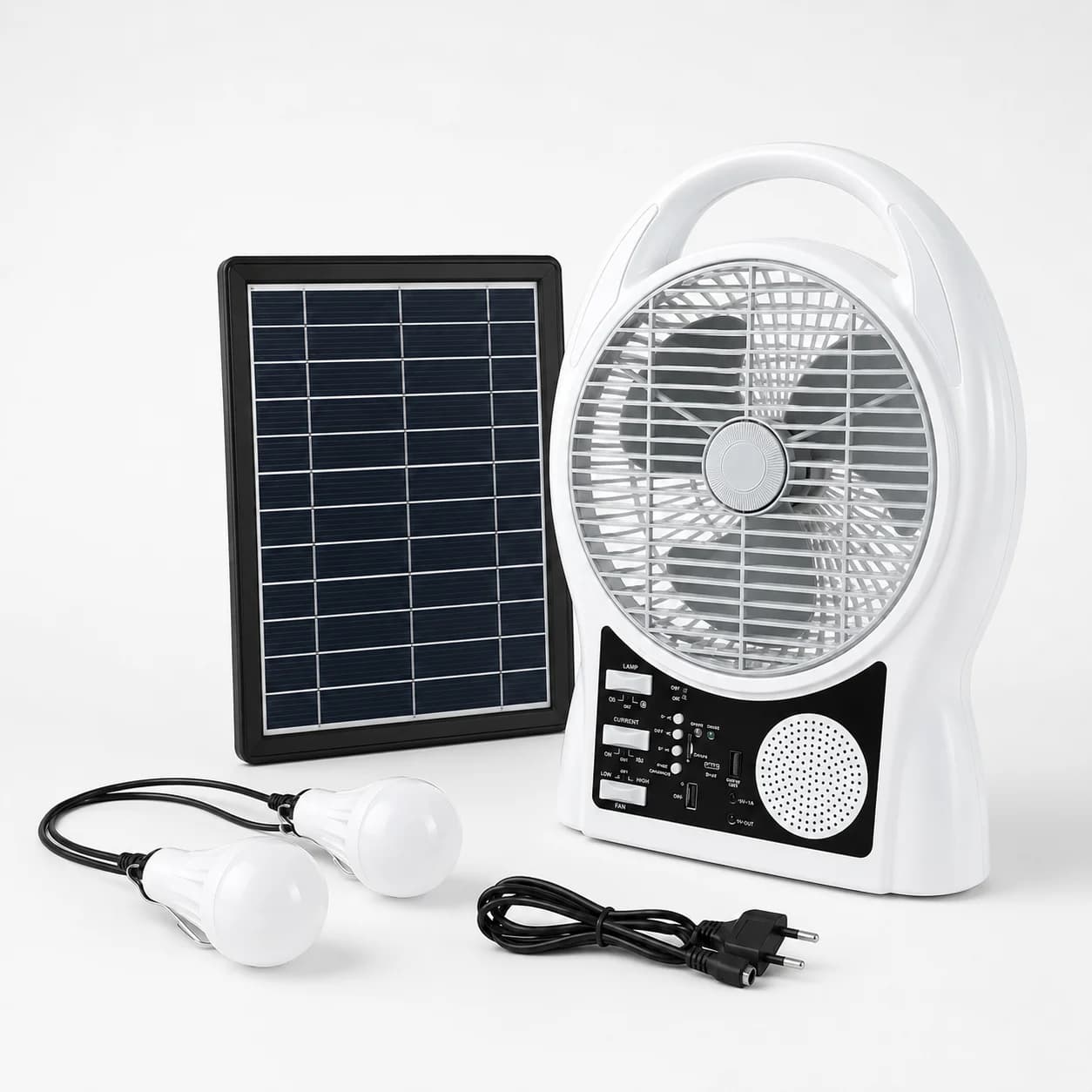 Портативний вентилятор Solar Yasam з Bluetooth, MP3, FM-радіо та LED підсвічуванням — фото 3