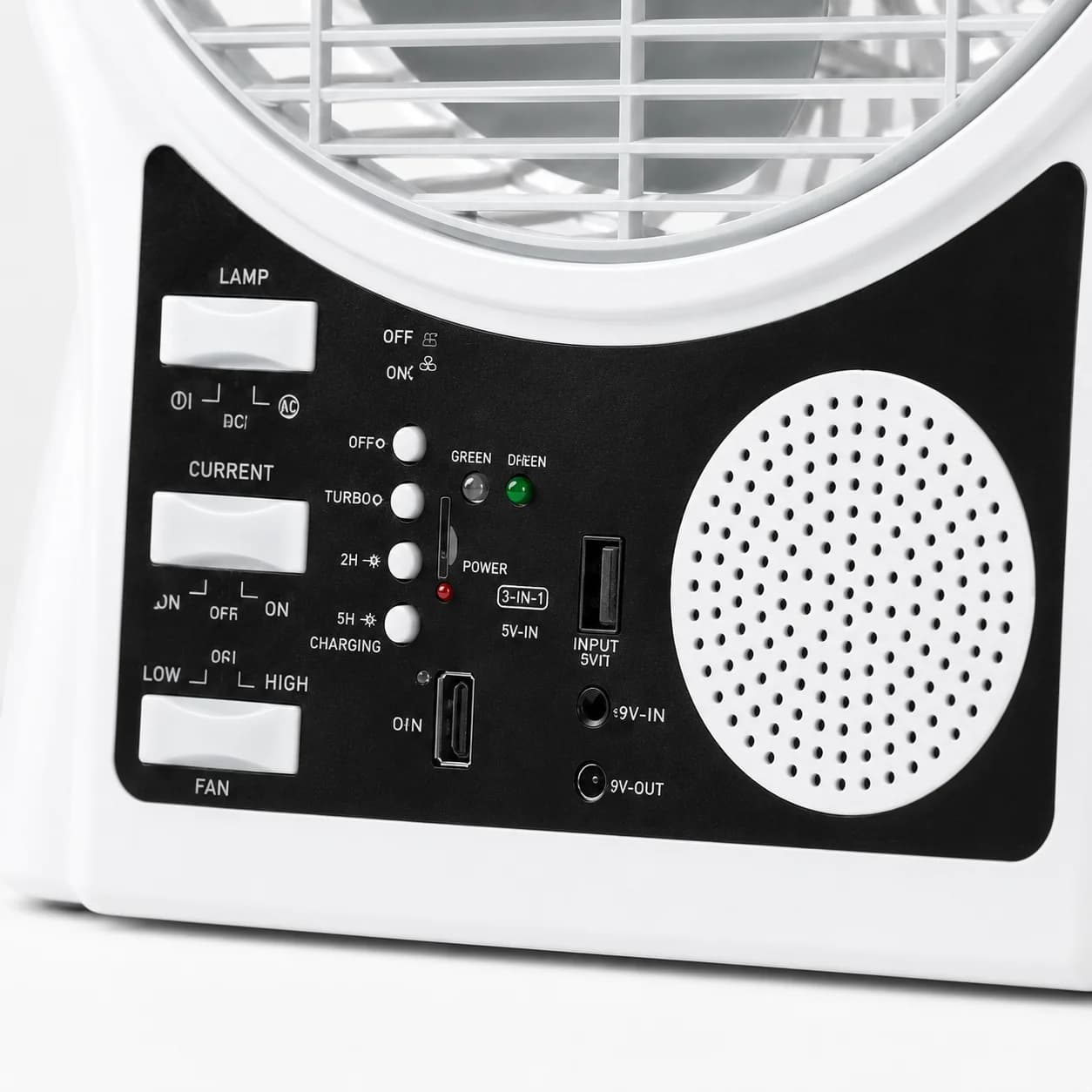 Портативний вентилятор Solar Yasam з Bluetooth, MP3, FM-радіо та LED підсвічуванням — фото 6