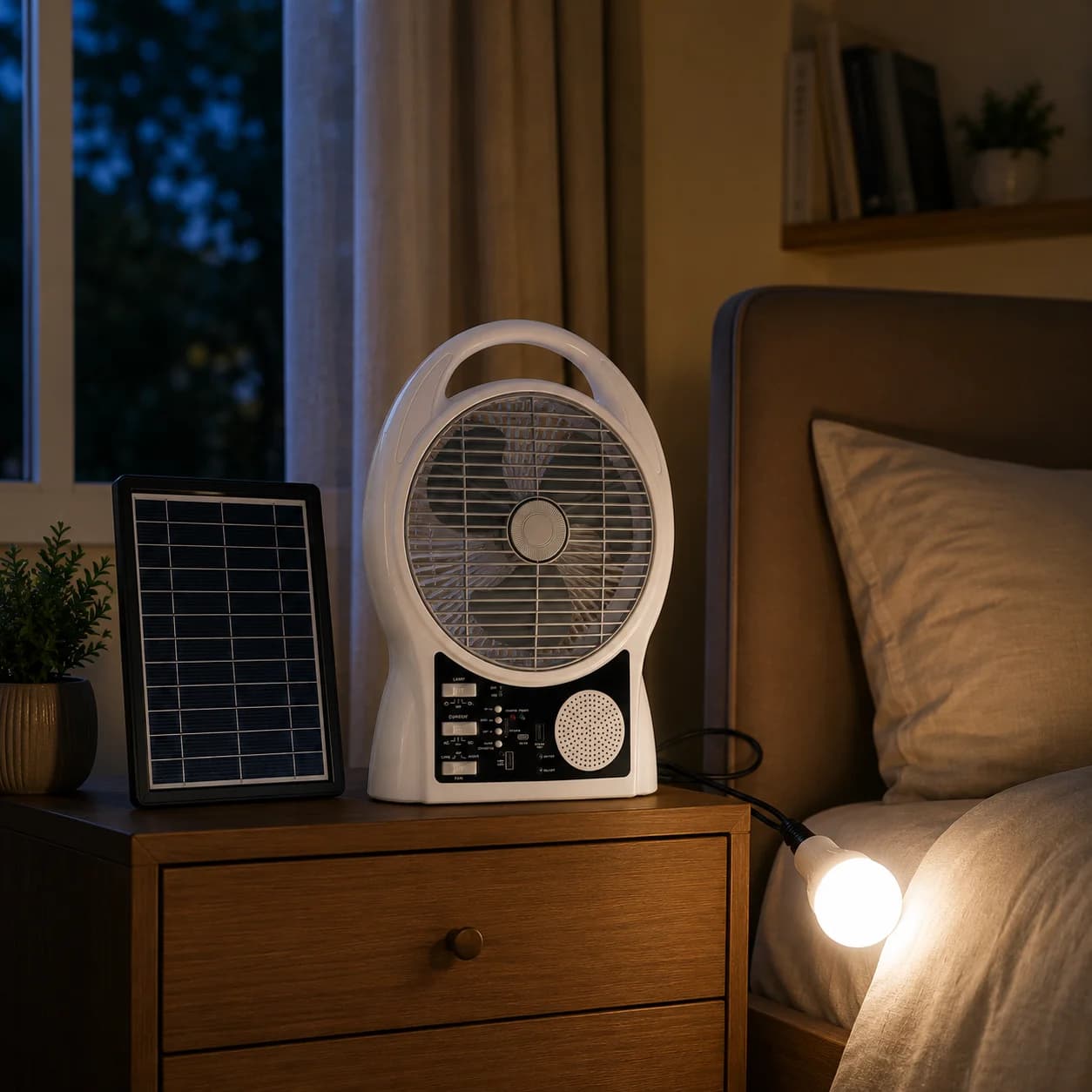 Портативний вентилятор Solar Yasam з Bluetooth, MP3, FM-радіо та LED підсвічуванням — фото 10
